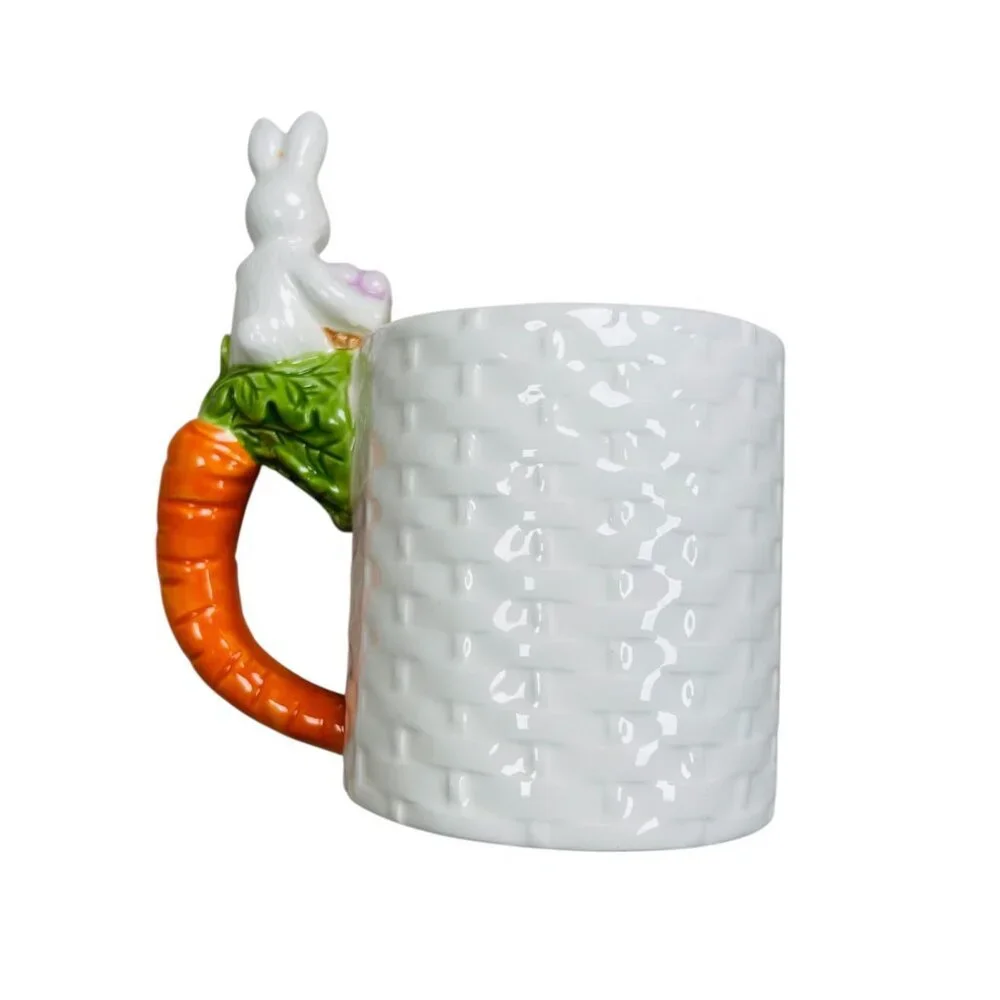 Easter Bunny Basket Weave Rabbit Mug Holiday Drinkware Multicolor Kitchen Coffee